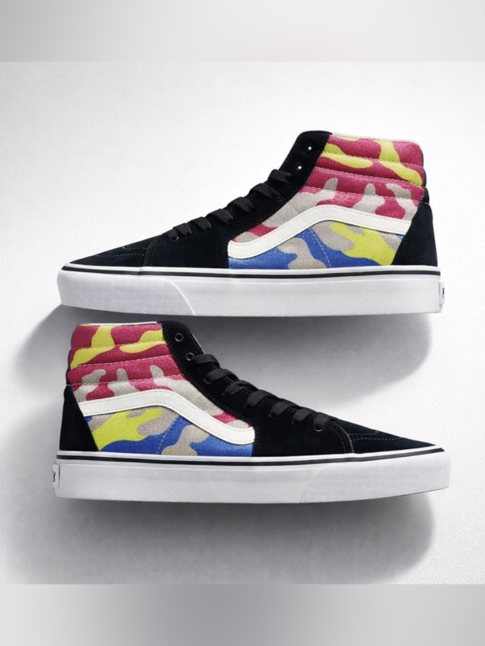 Vans Sk8-Hi 2.0 Neon Glitter Camo Platform Sneakers After Dark Camouflage